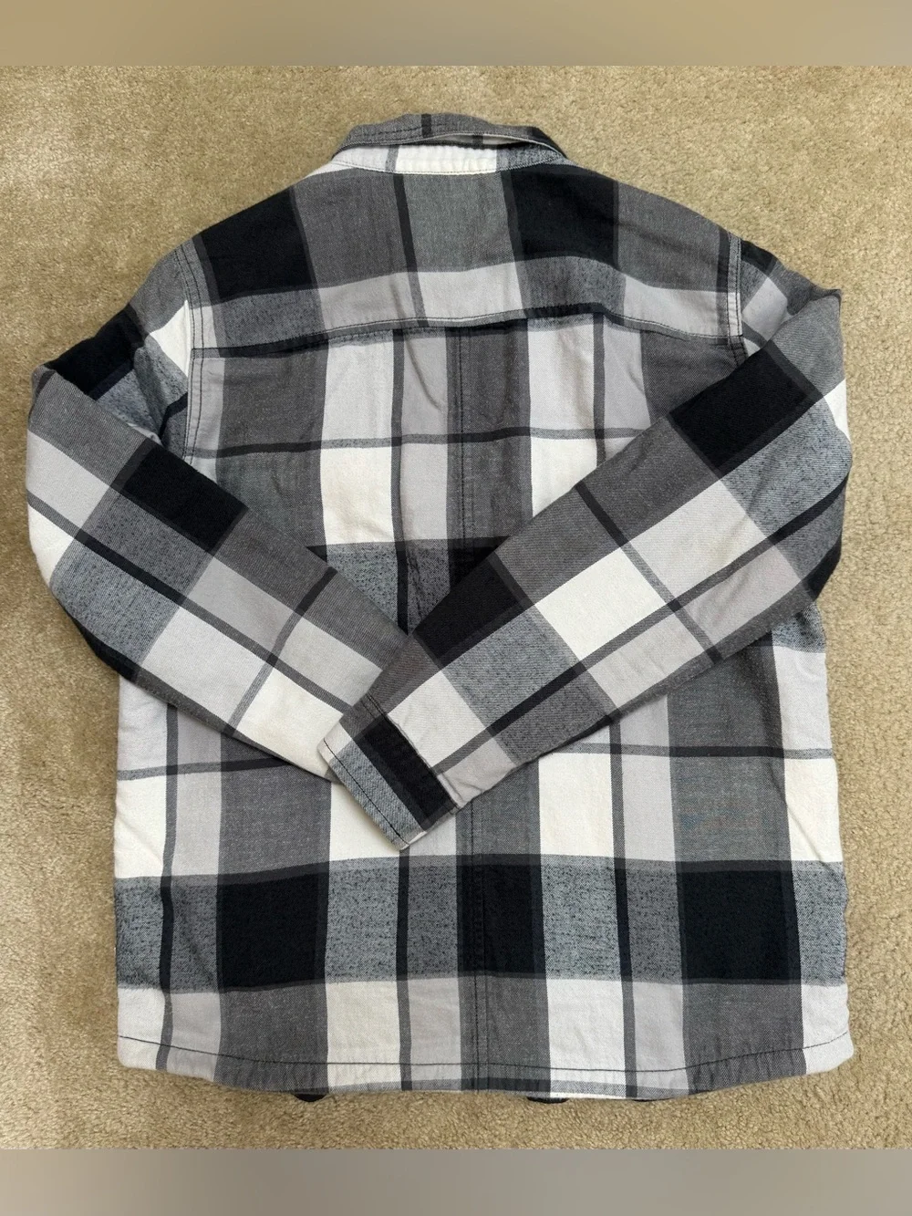 The North Face Men's Sz M Gray & Cream Plaid Snap-Up Shirt